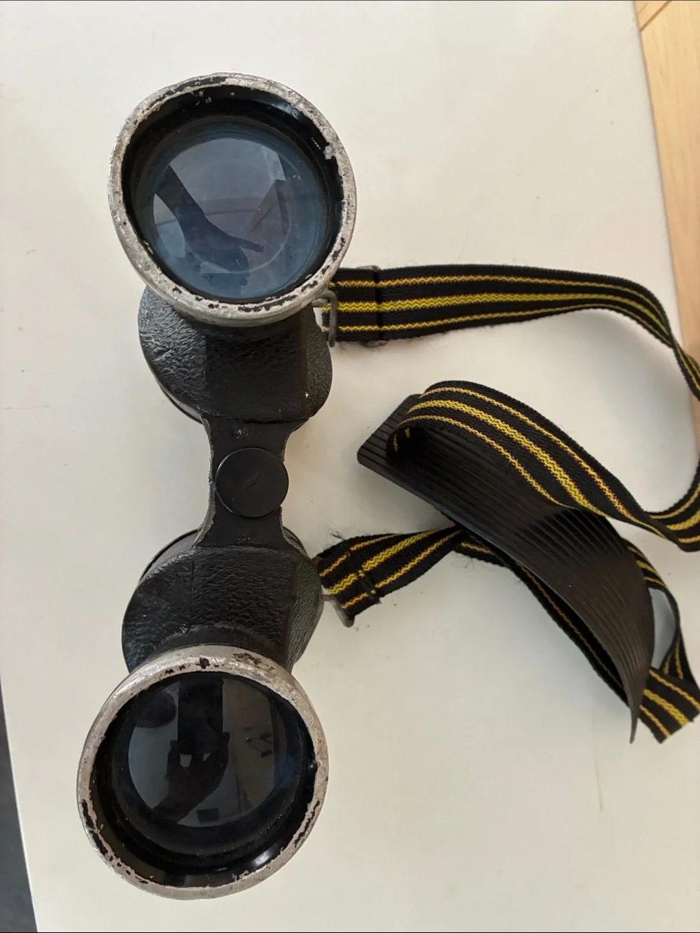 Sears Black Binoculars with Black and Yellow Strap